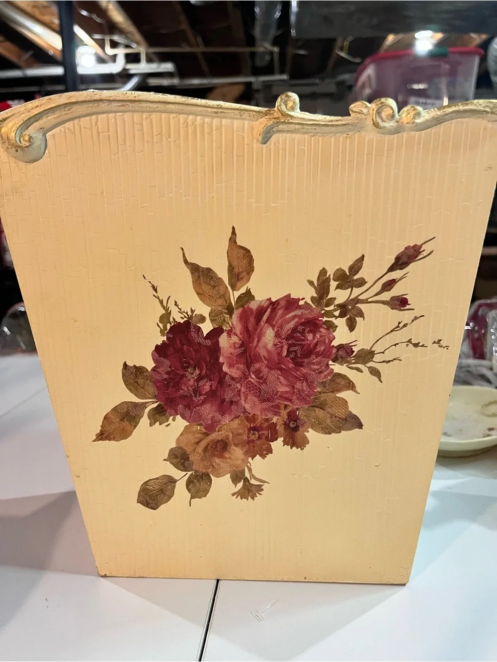 Croscill Cream Bath Vanity Set with Pink Rose Motif